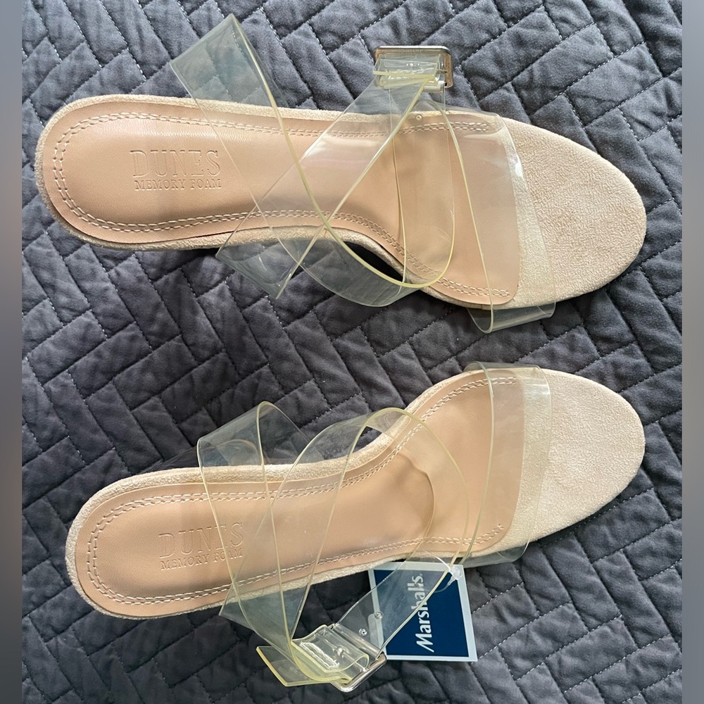 Dunes clear strap heels